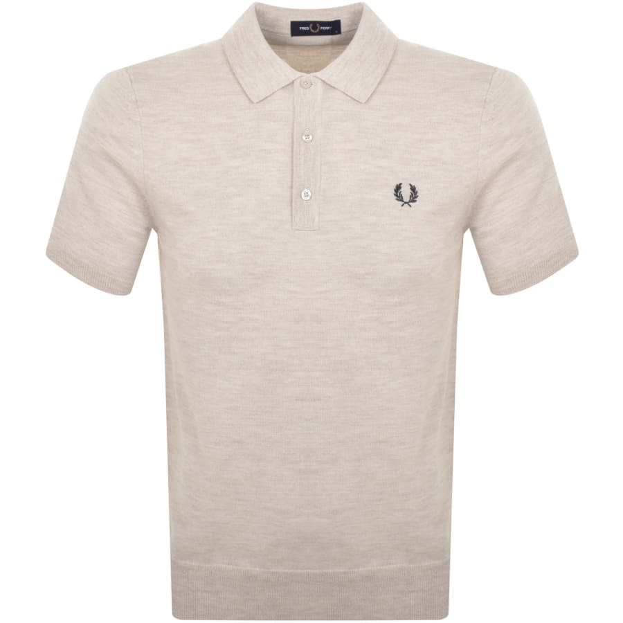 Fred Perry Knitted Polo T Shirt Beige